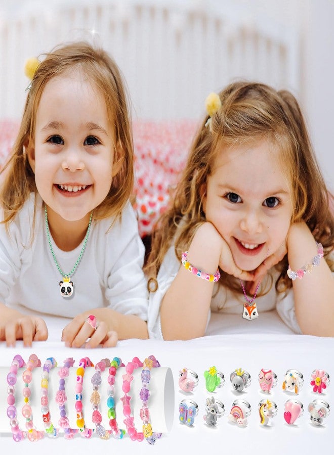 BeAndge Toddler Girls Jewelry for 3 Year Old, Kids Play Jewelry Set for Little Girl Age 4-6, Children Dress Up Necklaces Childs Rings Bracelets for Toddlers Princess Ages 3+ 3-5 4 5 6 7 Years - Image 4